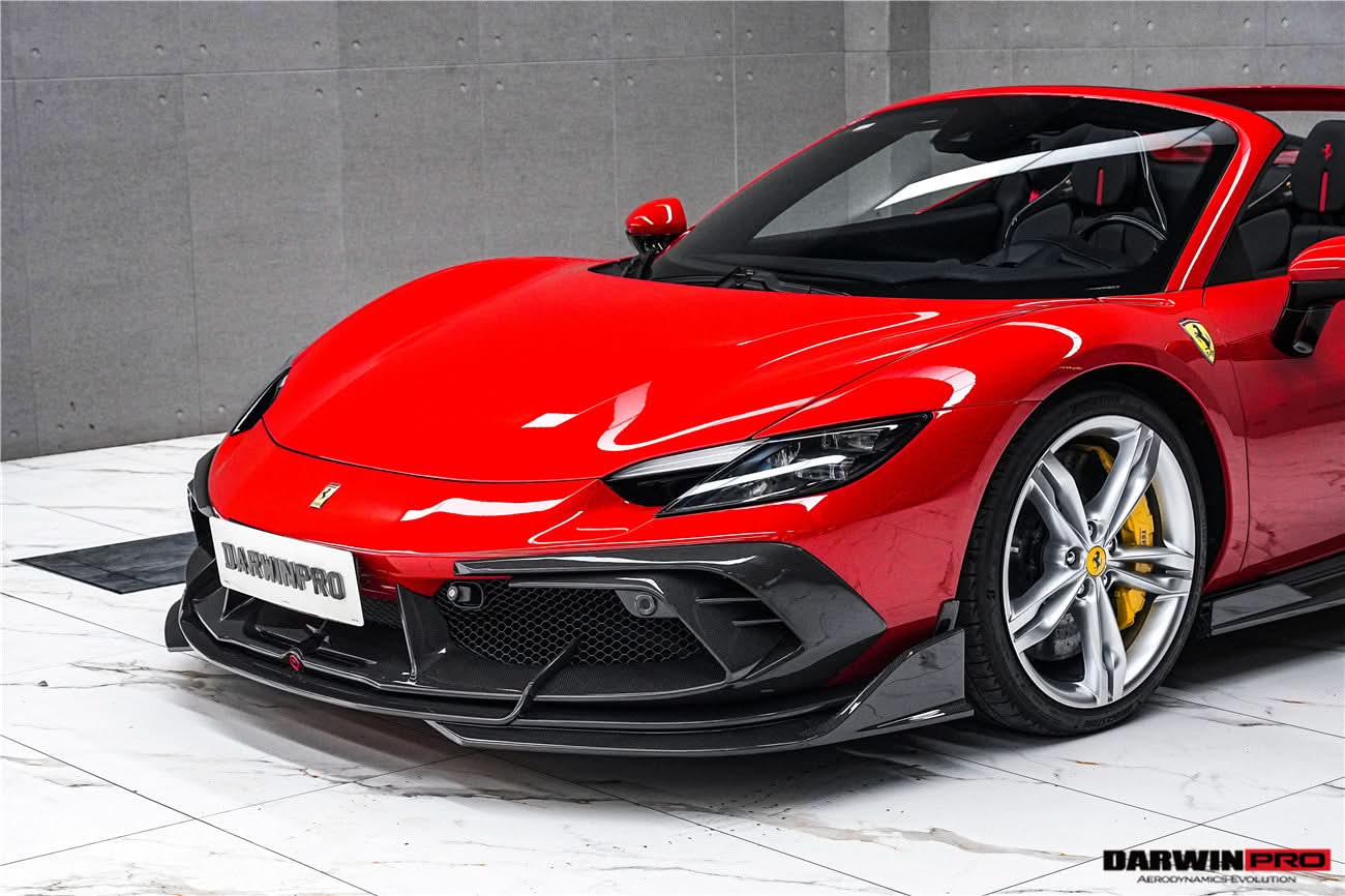 DarwinPRO 2022-2026 Ferrari 296 GTB  GTS Type F171 iMP Carbon Fiber Front Bumper Lip Splitter With Camera holes