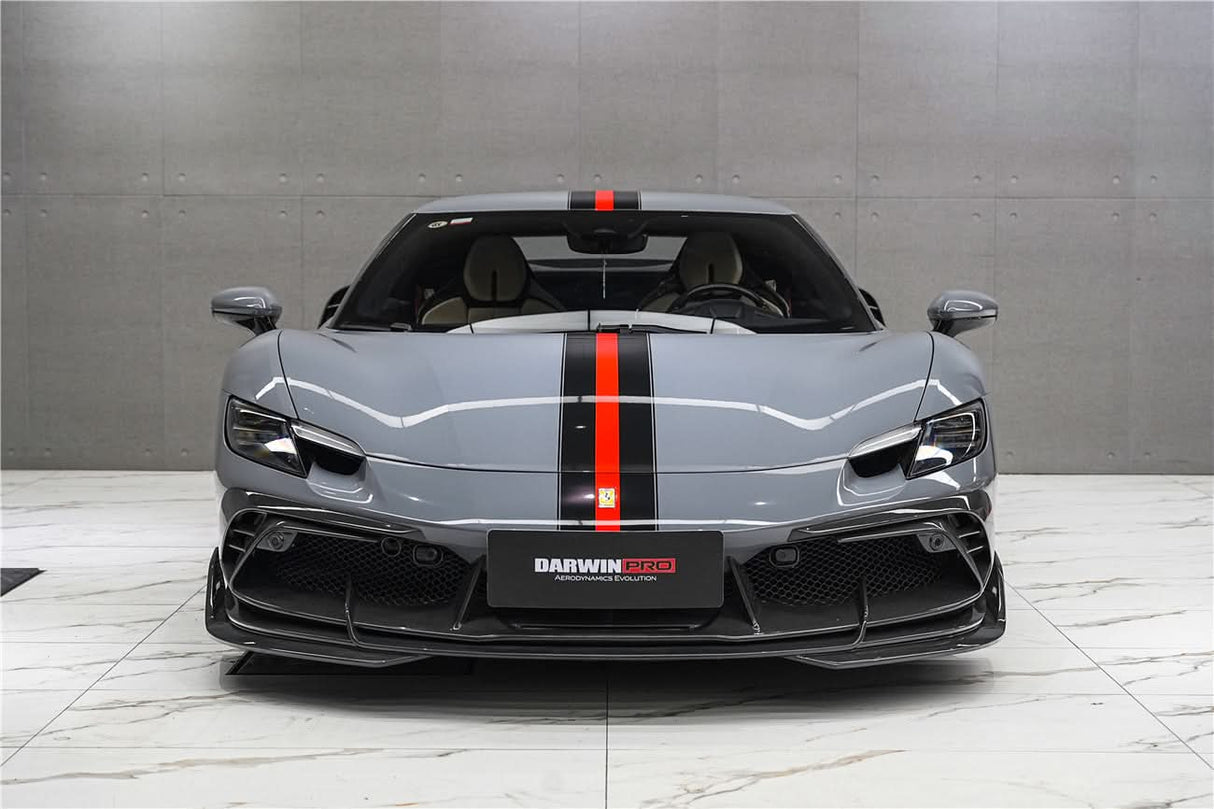 DarwinPRO 2022-2026 Ferrari 296 GTB & GTS Type F171 iMP Style Carbon Fiber Front Bumper Lip Splitter