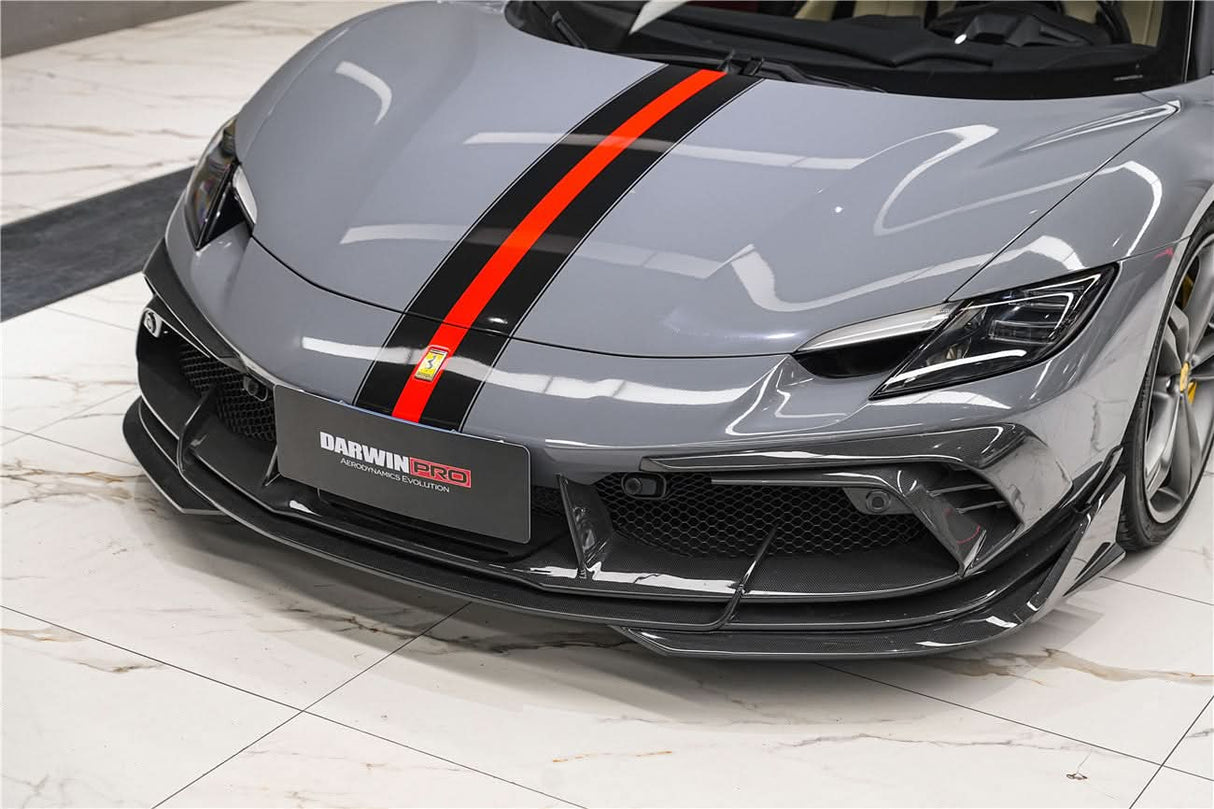 DarwinPRO 2022-2026 Ferrari 296 GTB & GTS Type F171 iMP Style Carbon Fiber Front Bumper Lip Splitter