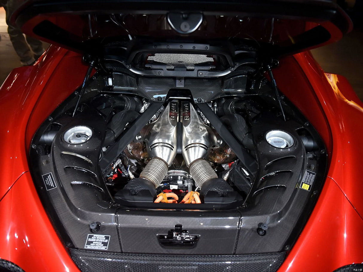 2022-2026 Ferrari 296 GTB (Type F171) OE Style Dry Carbon Fiber Engine Bay Panel Replacement Kits 4pcs