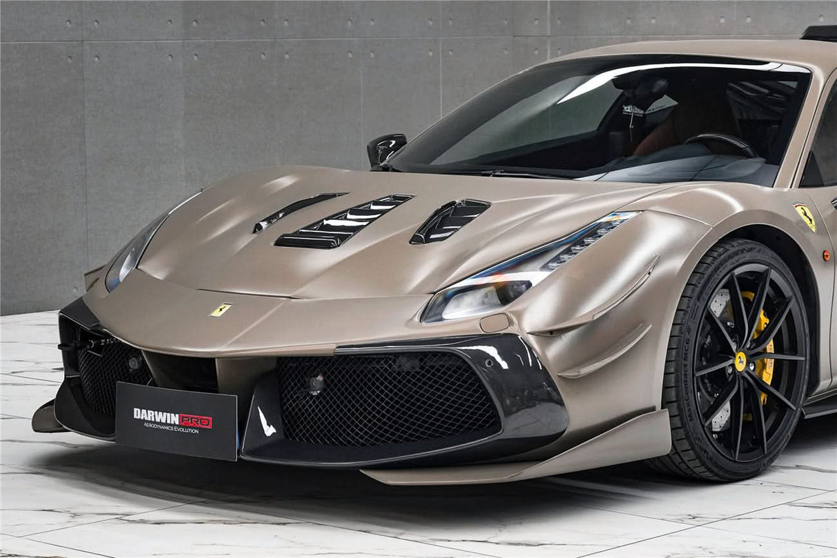 2015-2020 Ferrari 488 GTB | Spider Partial Carbon Fiber Front Bumper - DarwinPRO Challenge Evo Modena Design