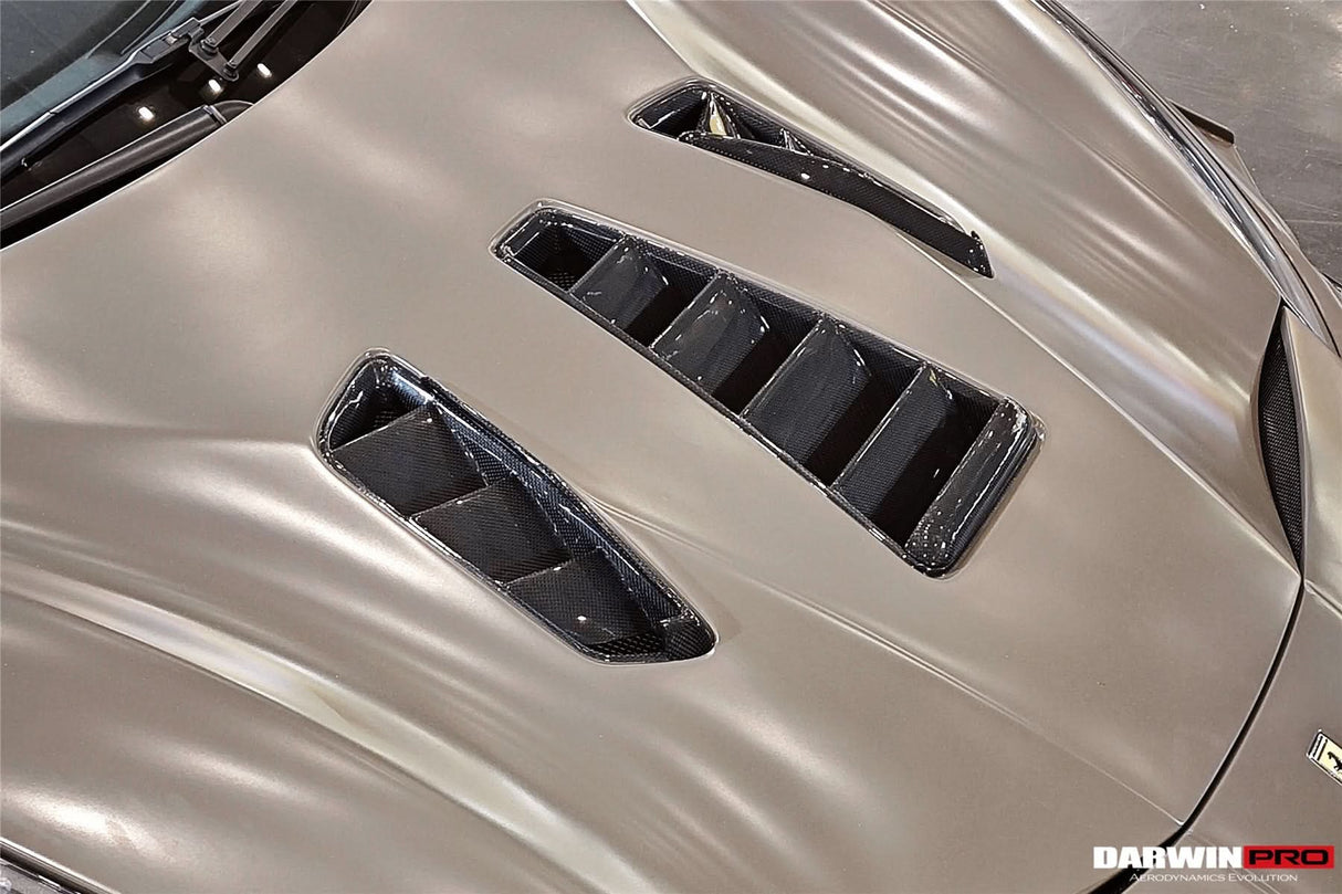 2015-2020 Ferrari 488 GTB | Spider Partial Carbon Fiber Hood - DarwinPRO Challenge Evo Modena Design