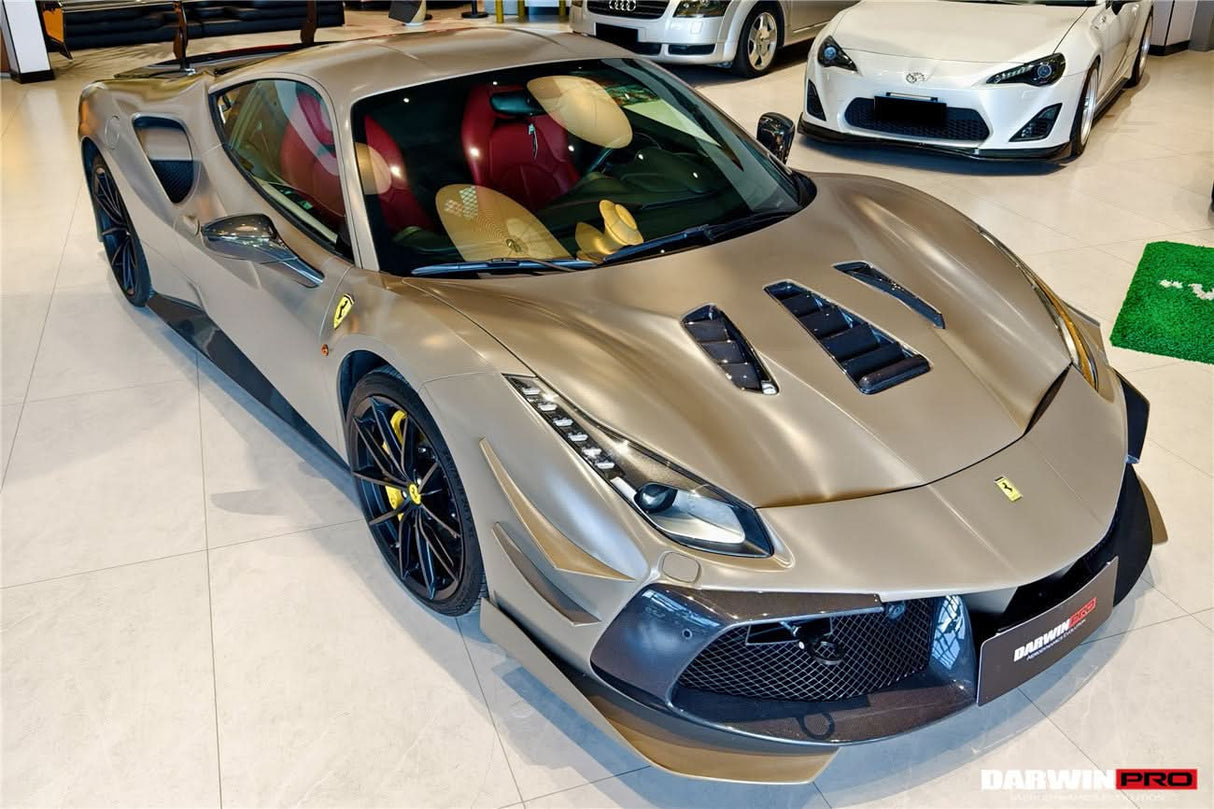 2015-2020 Ferrari 488 GTB | Spider Partial Carbon Fiber Hood - DarwinPRO Challenge Evo Modena Design