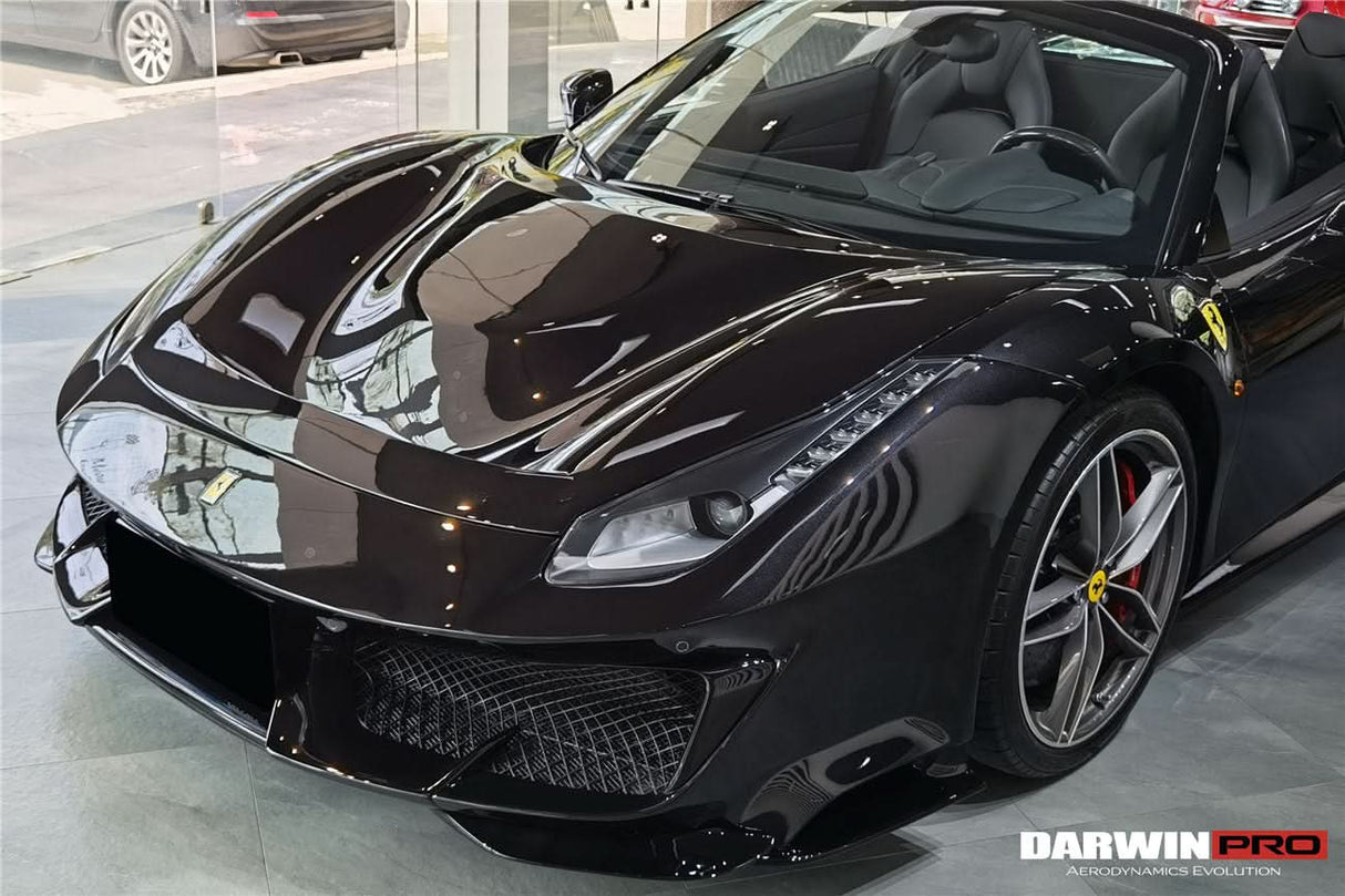 2015-2020 Ferrari 488 GTB | Spider Partial Carbon Fiber Front Bumper Set with Hood - DarwinPRO Pista Design