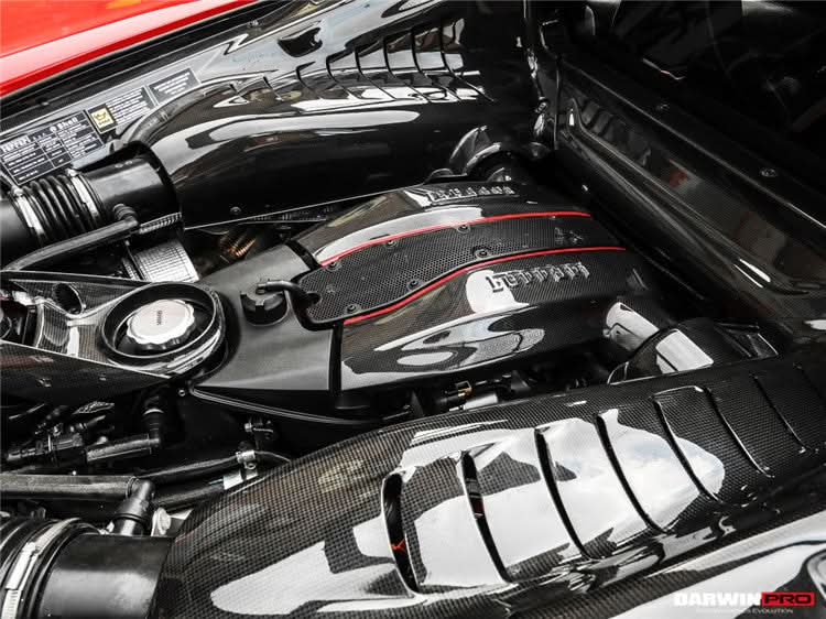 2015-2023 Ferrari Autoclave Carbon Fiber Engine Bay Panels With Heat Protection | Fits 488, PISTA, F8