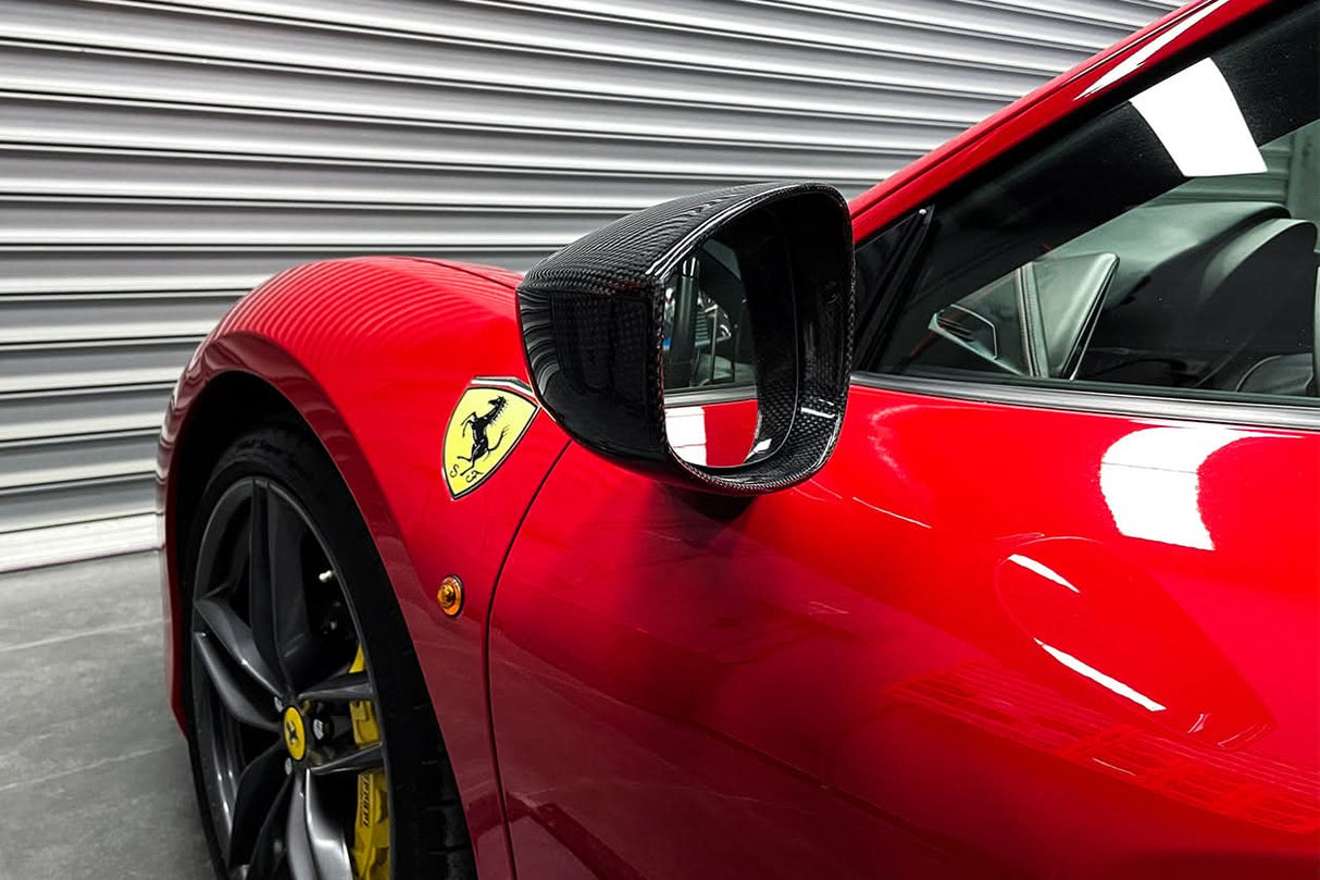 2015-2020 Ferrari Carbon Fiber Mirror House with Base Replacement DarwinPRO (OE) | Fits F8, 488, Pista