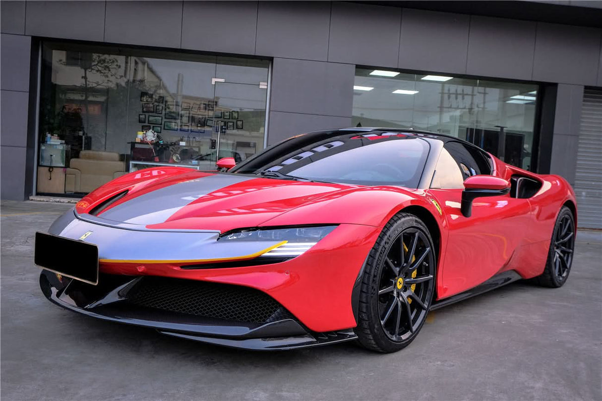 2020-UP Ferrari SF90 Stradale and Spider Autoclave Carbon Fiber Front Bumper Side Splitter DarwinPRO (OE)