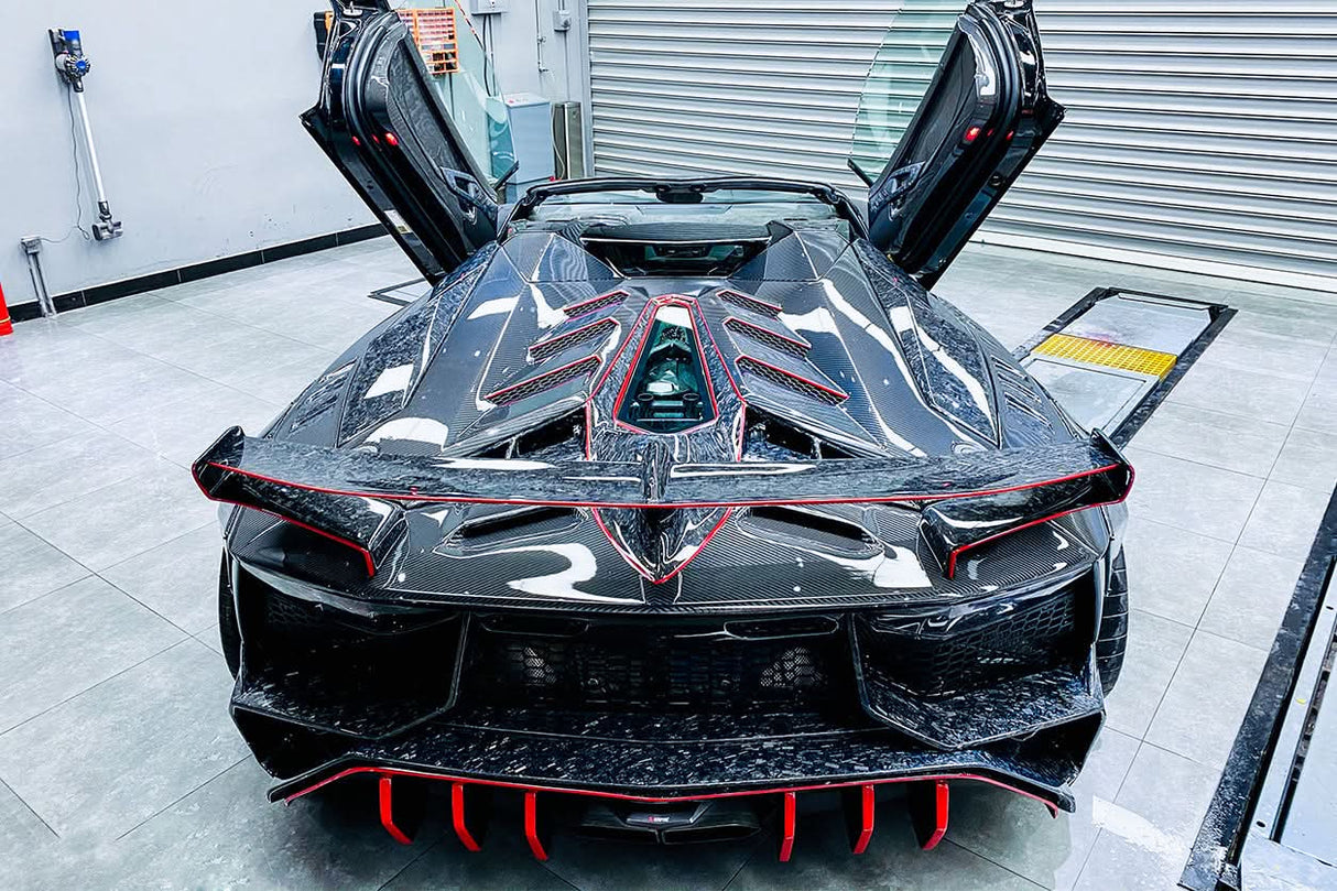 DarwinPRO 2011-2016 Lamborghini Aventador LP700 Roadster SV-BKSSII Style Engine Hood And Wing