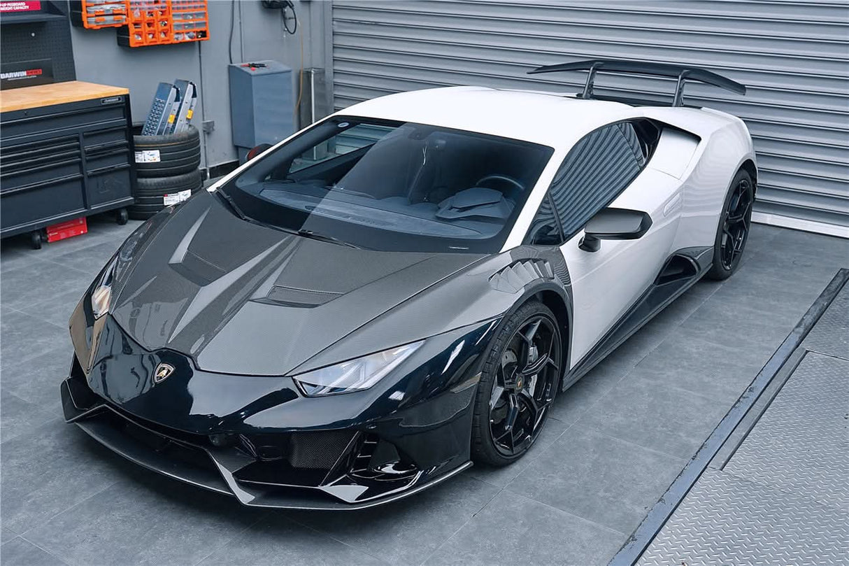 2015-2025 Lamborghini Huracan LP610 & LP580 & EVO & Tecnica EVO-4WD Style Partial Carbon Front Bumper