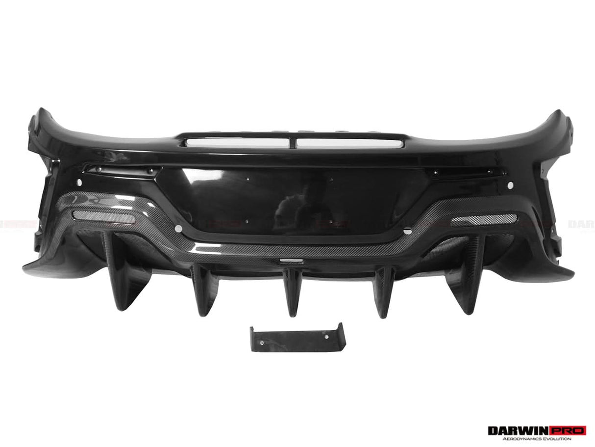 2015-2020 McLaren 540C 570S 570GT 600LT-Style Partial Carbon Fiber Rear Bumper with Diffuser  and Trunk Spoiler and Engine Trunk and Exhaust