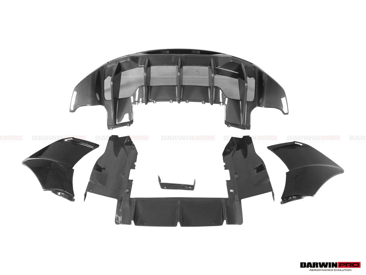 2015-2020 McLaren 540C 570S 570GT 600LT-Style Partial Carbon Fiber Rear Bumper with Diffuser  and Trunk Spoiler and Engine Trunk and Exhaust