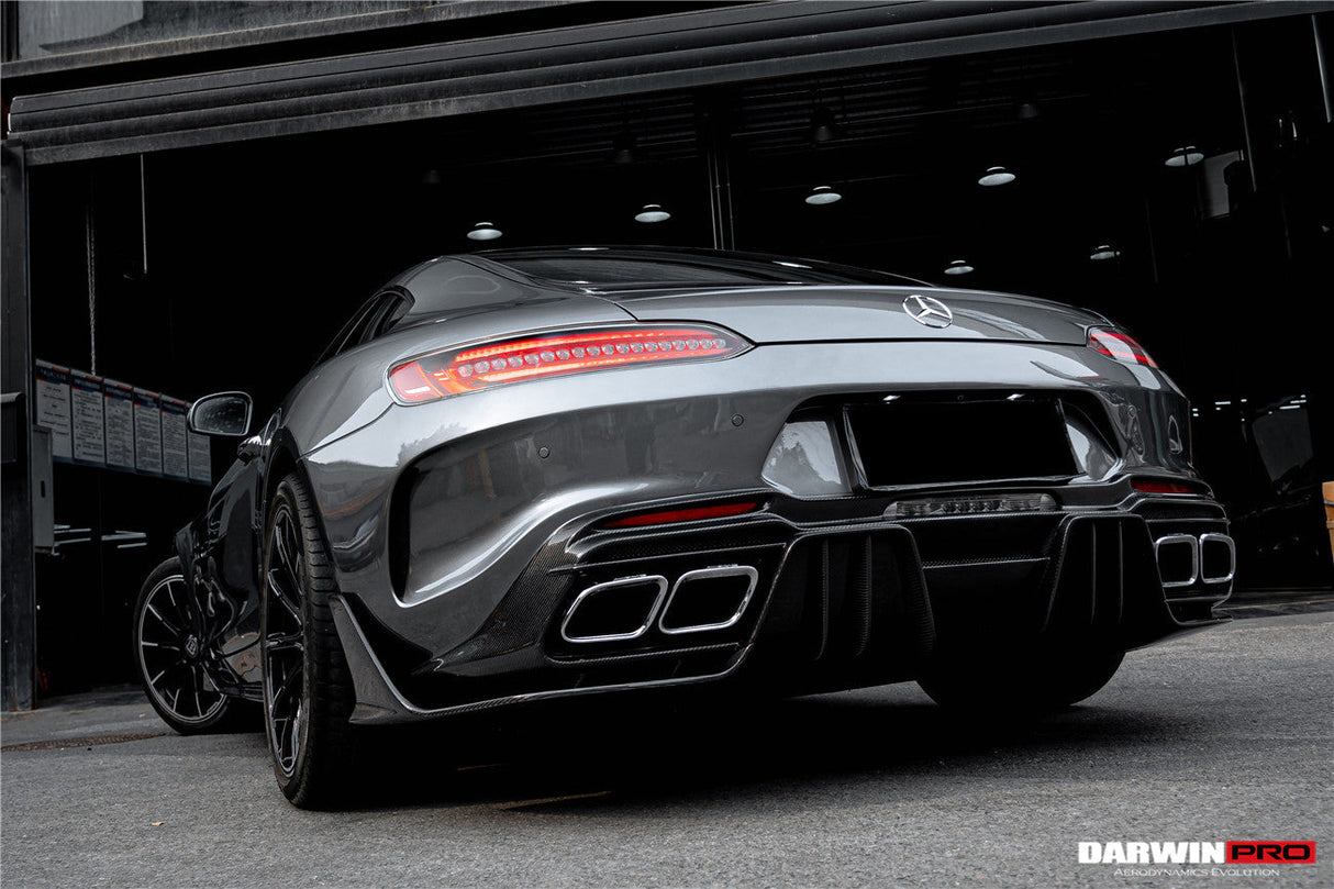 2015-2021 Mercedes Benz AMG GT | GTS Partial Carbon Fiber Rear Bumper With Exhaust Tips Darwinpro IMPII Design