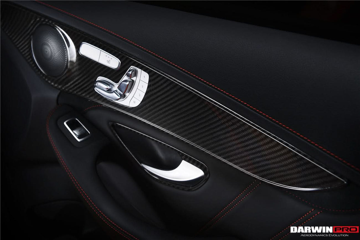 2015-2021 Mercedes Benz W205 C Class GLC X253 Carbon Fiber Interior Door Handle Cover Trim
