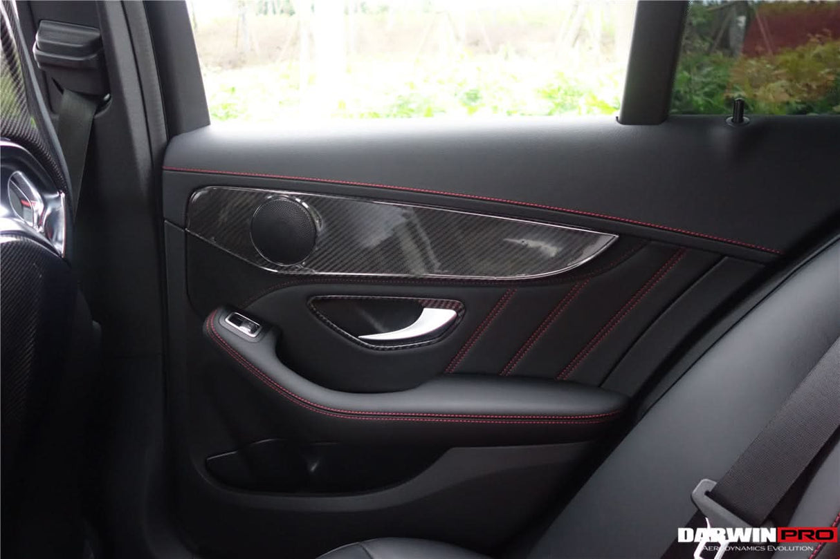 2015-2021 Mercedes Benz W205 C Class GLC X253 Carbon Fiber Interior Door Handle Cover Trim