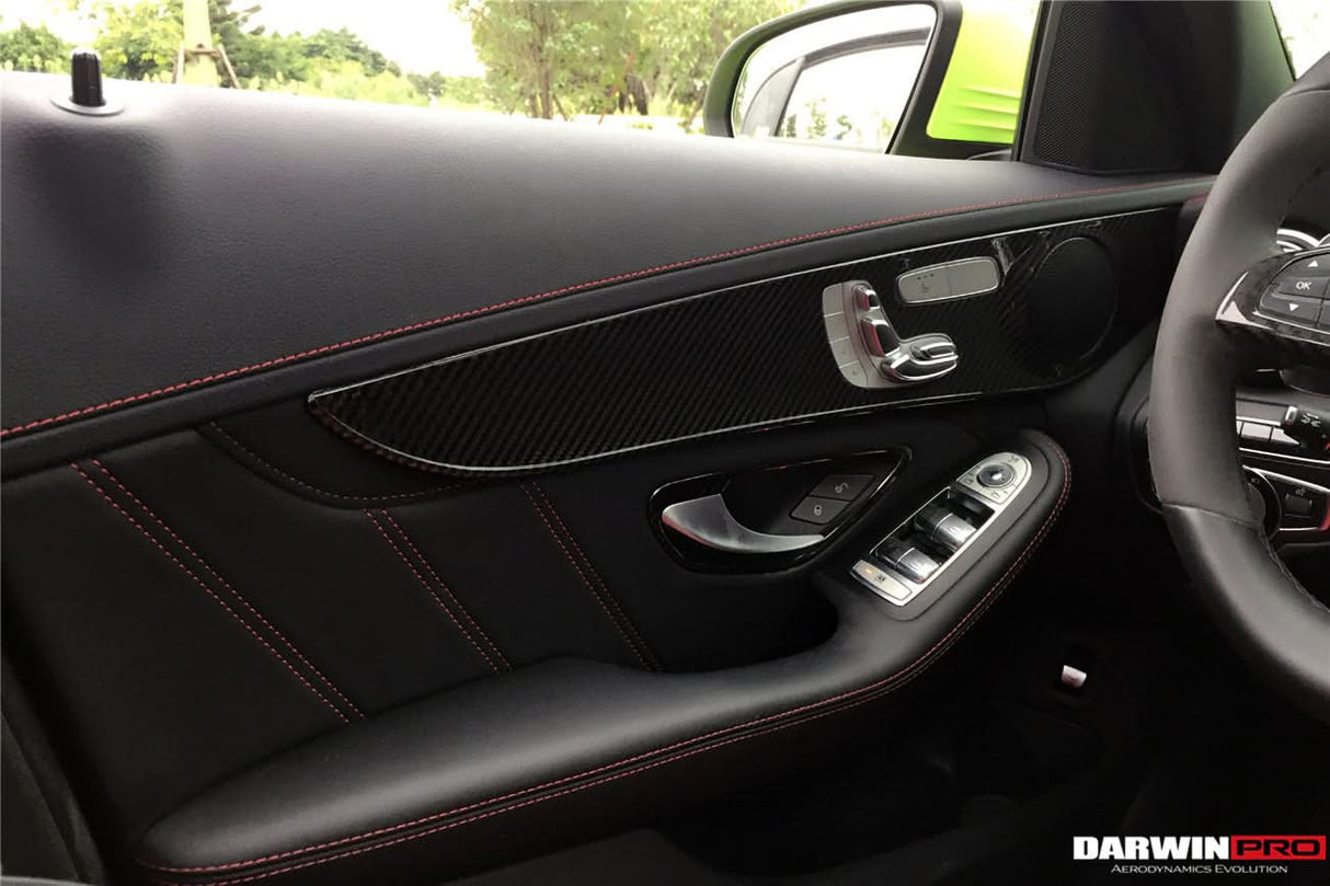 2015-2021 Mercedes Benz W205 C63 S AMG Sedan Carbon Fiber Interior Door Panel Trim Cover Strip