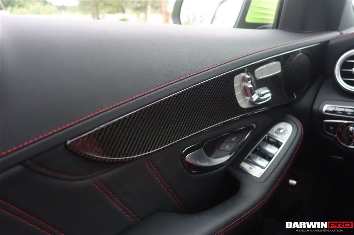 2015-2021 Mercedes Benz W205 C63 S AMG Sedan Carbon Fiber Interior Door Panel Trim Cover Strip