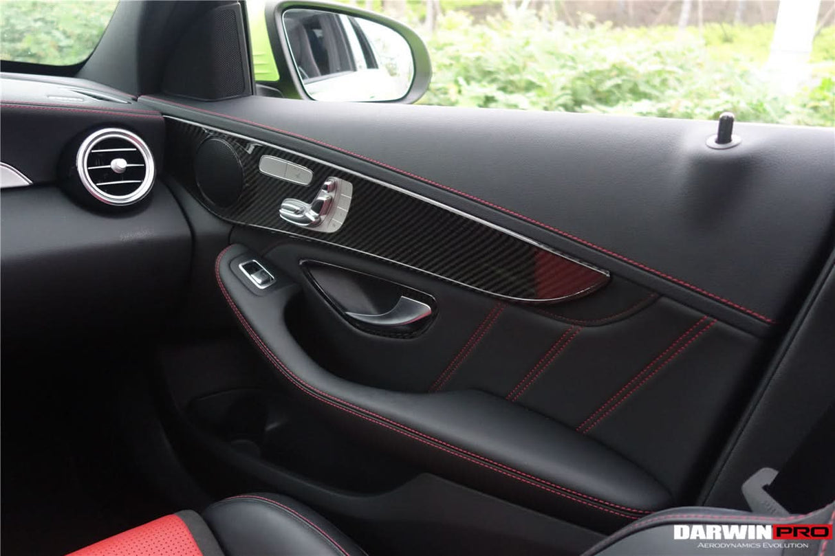 2015-2021 Mercedes Benz W205 C Class GLC X253 Carbon Fiber Interior Door Handle Cover Trim