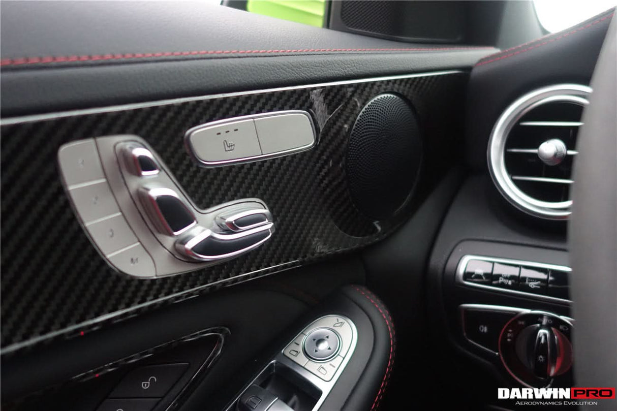 2015-2021 Mercedes Benz W205 C63 S AMG Sedan Carbon Fiber Interior Door Panel Trim Cover Strip