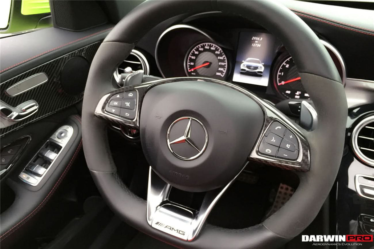 2015-2021 Mercedes Benz W205 C63 AMG Carbon Fiber Interior Steering wheel Trim