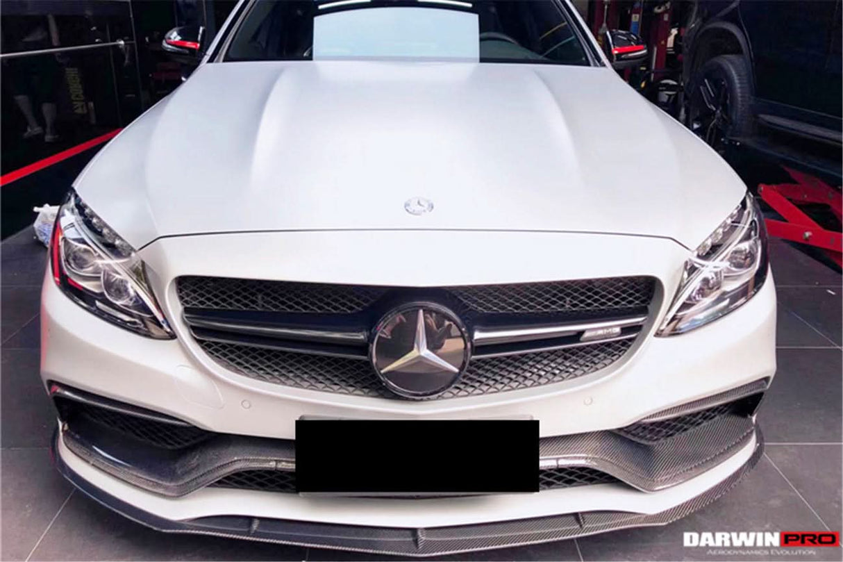 2015-2023 Mercedes Benz W205 C63 S AMG Carbon Fiber Front Bumper Trim Set (4pcs)