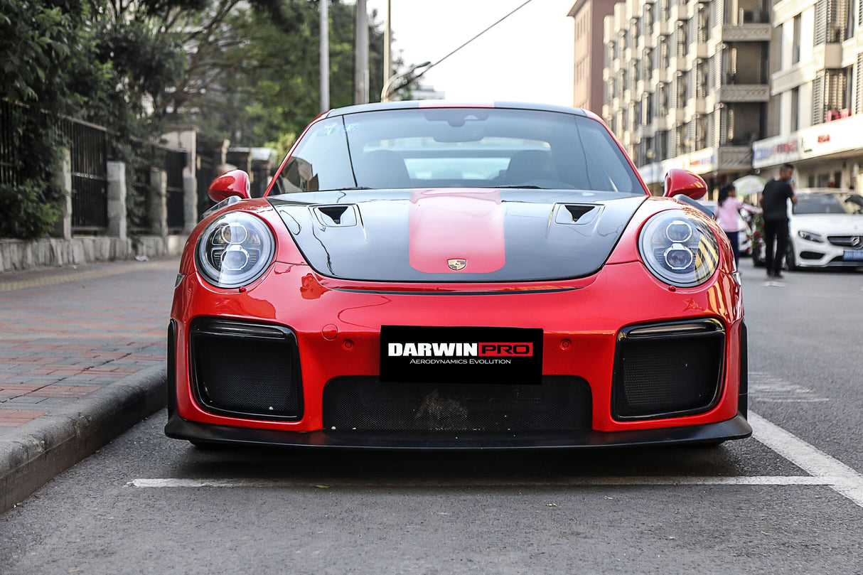 DarwinPRO 2016-2019 Porsche 911 991.2 Carrera & Targa 4 & 4S & GT3 Convert GT2RS Style Partial Carbon Fiber Front Bumper