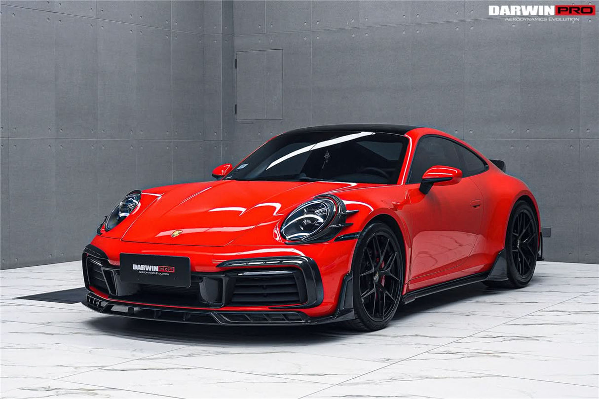 Darwinpro 2019-2024 Porsche 911 992 Carrera S 4 4S Targa Cabriolet BKSSII Style Front Bumper Lip Splitter