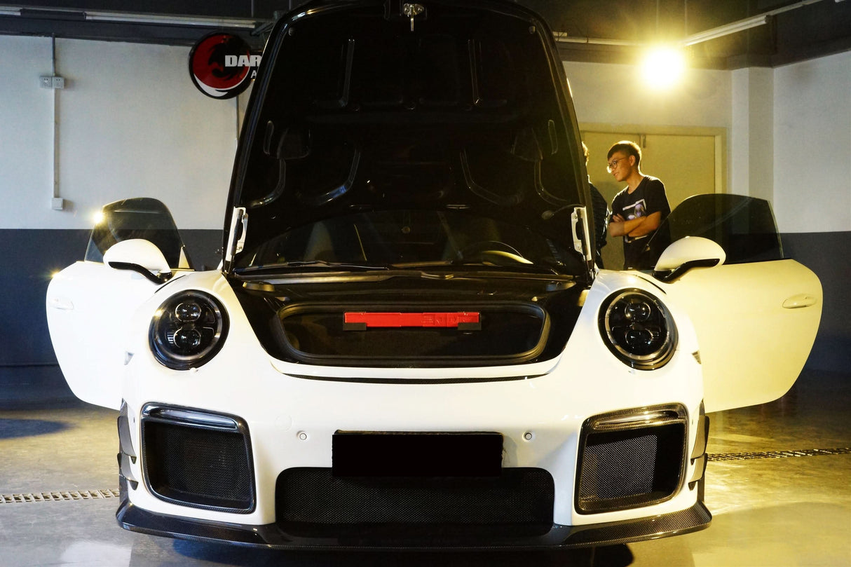 2013-2019 Porsche 911 991 Turbo S GT2RS Style Partial Carbon Fiber Front Bumper and Fender