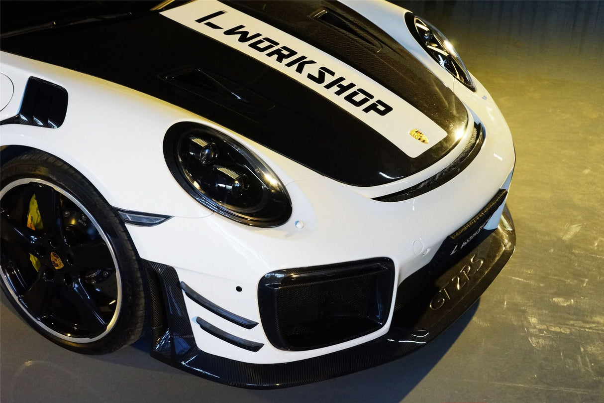 2013-2019 Porsche 911 991 Turbo S GT2RS Style Partial Carbon Fiber Front Bumper and Fender