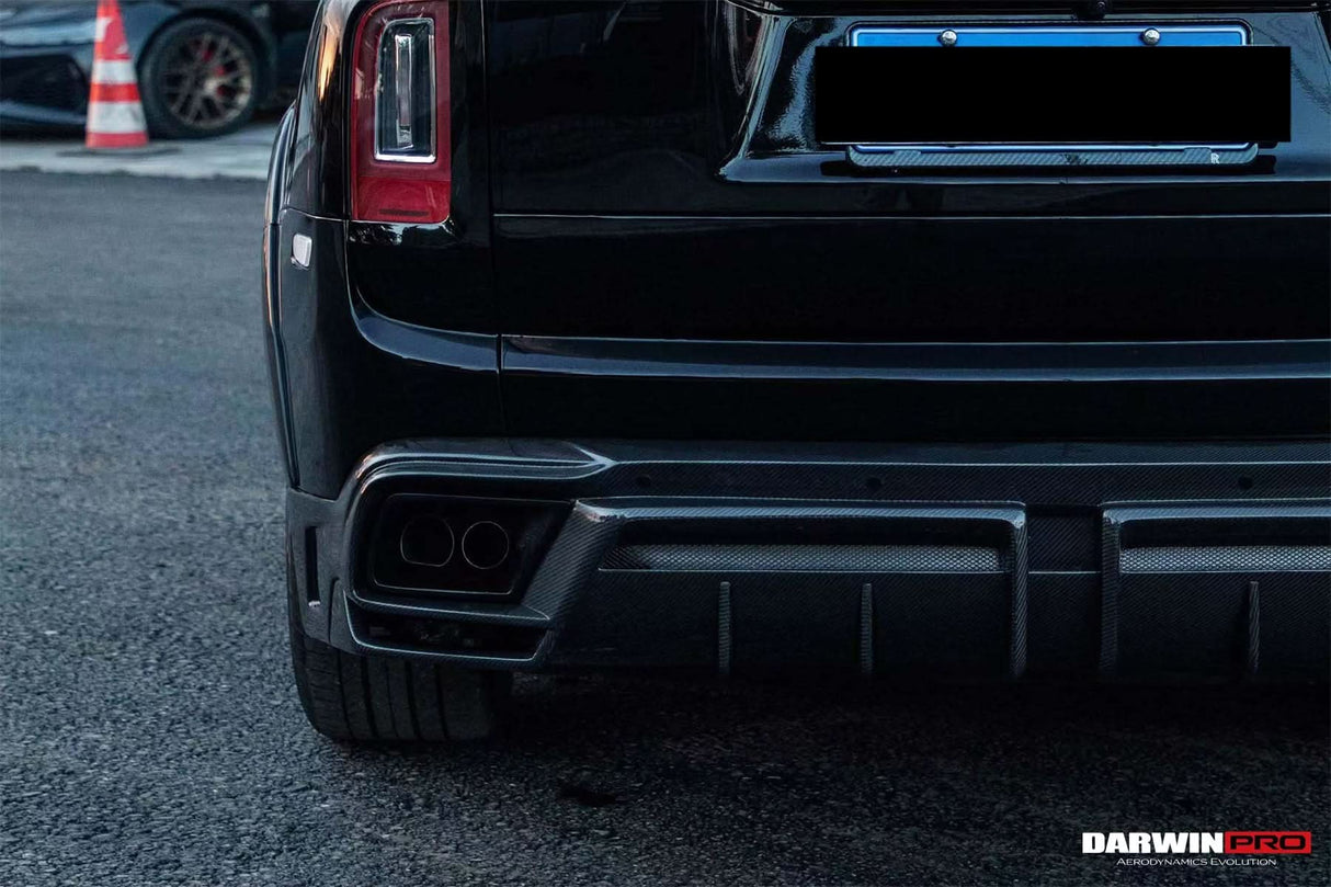 DarwinPRO 2018-2024 Rolls-Royce Cullinan BKSS Style Carbon Fiber Rear Lip Diffuser With Exhaust tips