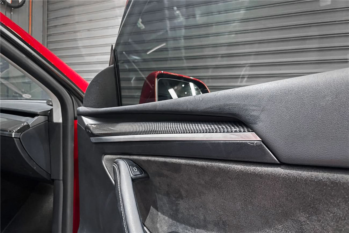 2020-2023 Tesla Model 3 Y OEM Style Autoclave Carbon Fiber Door Trim Interior Replacement