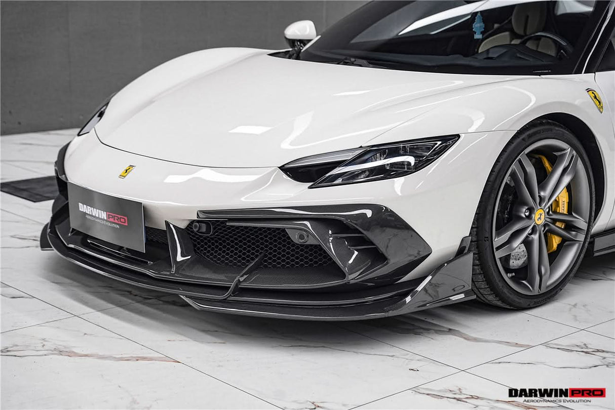 DarwinPRO 2022-2026 Ferrari 296 GTB & GTS Type F171 iMP Style Carbon Fiber Front Bumper Lip Splitter