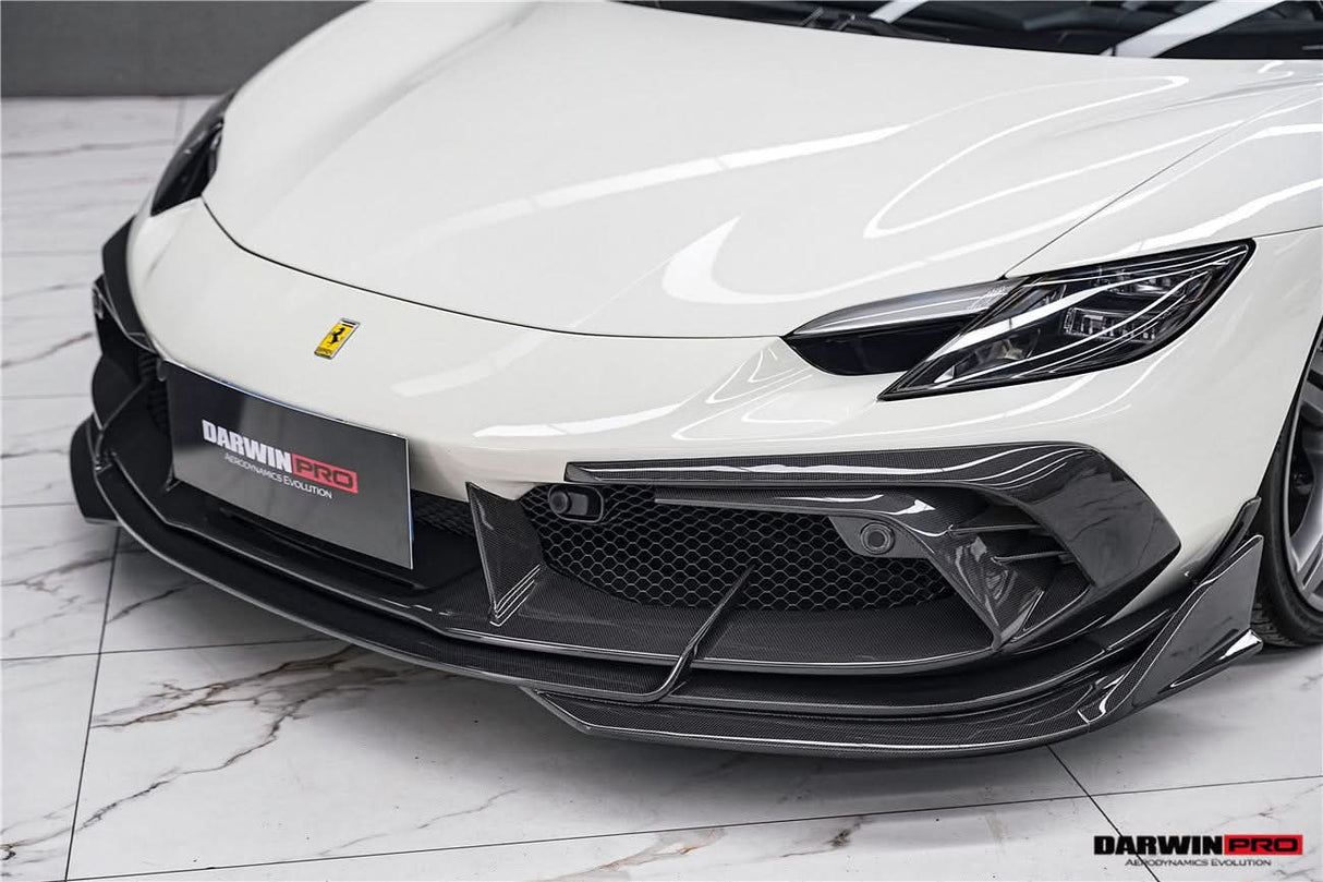 DarwinPRO 2022-2026 Ferrari 296 GTB & GTS Type F171 iMP Style Carbon Fiber Front Bumper Lip Splitter