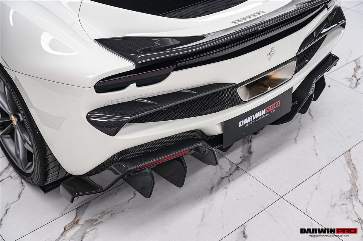 DarwinPRO 2022-2026 Ferrari 296 GTB & GTS Type F171 iMP Style Carbon Fiber Rear Bumper Trim