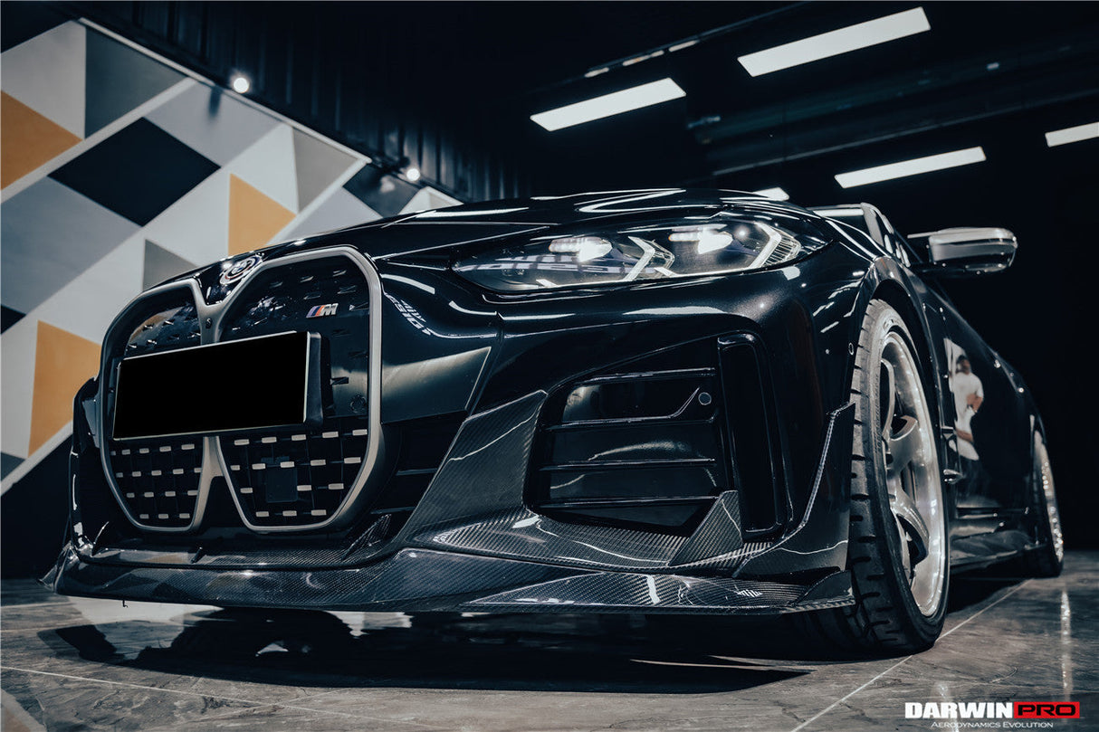 2021-2026 BMW i4 G26 Gran Coupe Autoclave Carbon Fiber Front Lip Splitter DarwinPRO (AM Style)