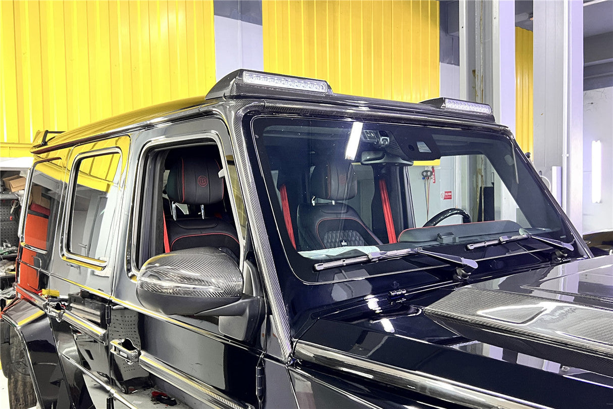 2024-UP Mercedes Benz W465 G Wagon Autoclave Carbon Fiber Roof Strip Trim and A-Pillar DarwinPRO (OE Style) Fits G550, G63 AMG, G500