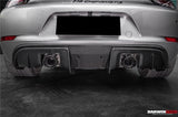 2016-2025 Porsche 718 Cayman Boxster GT4RS Style Autoclave Carbon Fiber Rear Diffuser Lip With Winglets And Exhaust Tips