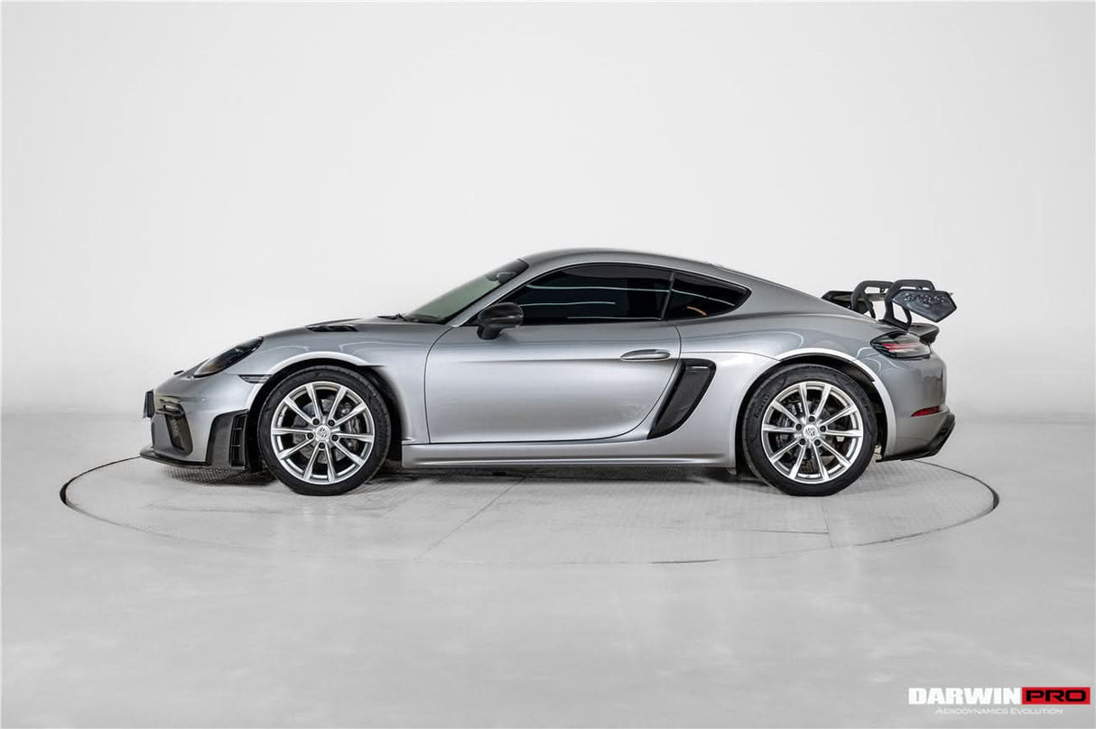 2016-2025 Porsche 718 Cayman Boxster GT4RS Style Autoclave Carbon Fiber Rear Diffuser Lip With Winglets And Exhaust Tips