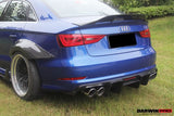 2013-2016 Audi S3 & A3 Sline Sedan BKSS Style Rear Diffuser with LED Light