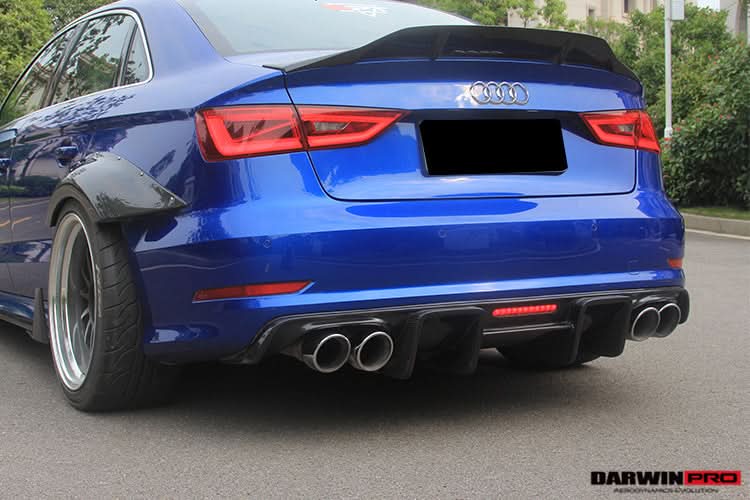 2013-2016 Audi S3 & A3 Sline Sedan BKSS Style Rear Diffuser with LED Light