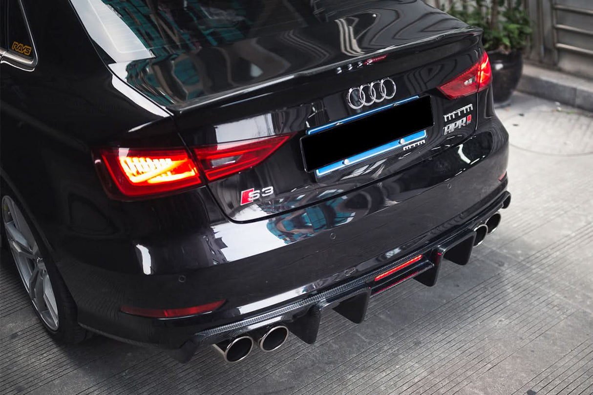 2013-2016 Audi S3 & A3 Sline Sedan BKSS Style Rear Diffuser with LED Light