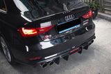 2013-2016 Audi S3 & A3 Sline Sedan BKSS Style Rear Diffuser with LED Light