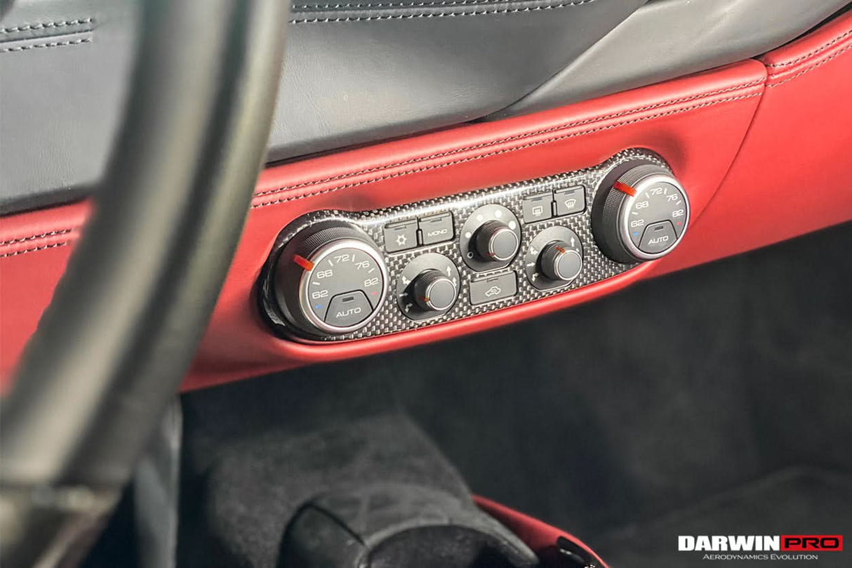 2015-2020 Ferrari Dry Carbon Fiber AC Control Panel Cover | Fits 488, Pista