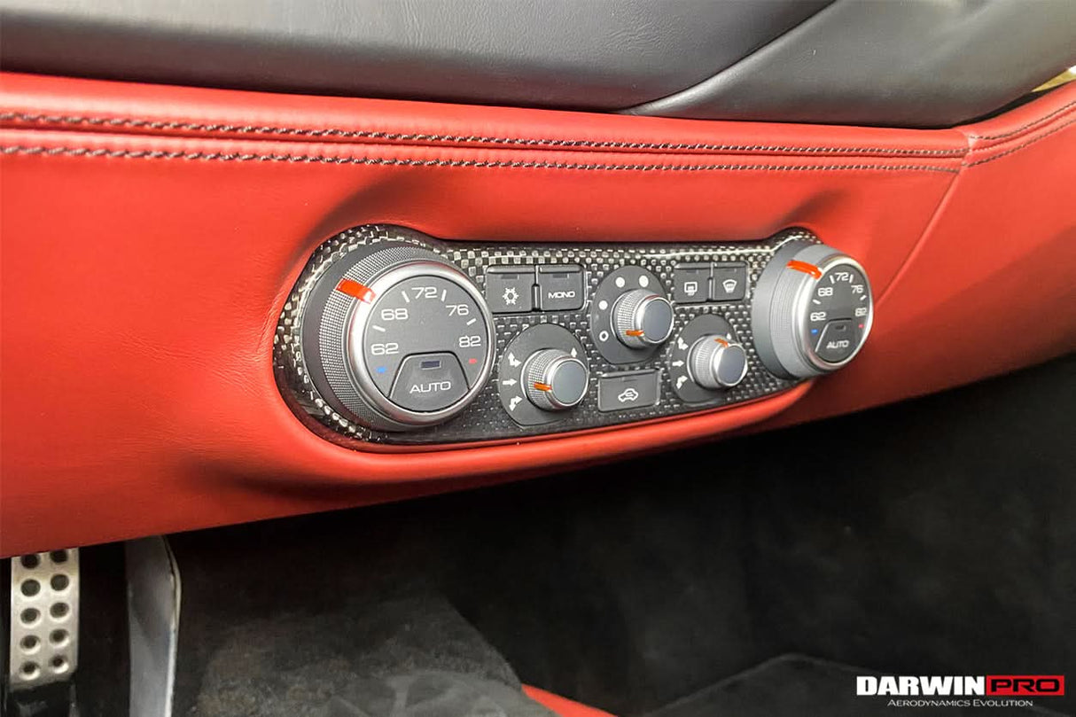2015-2020 Ferrari Dry Carbon Fiber AC Control Panel Cover | Fits 488, Pista