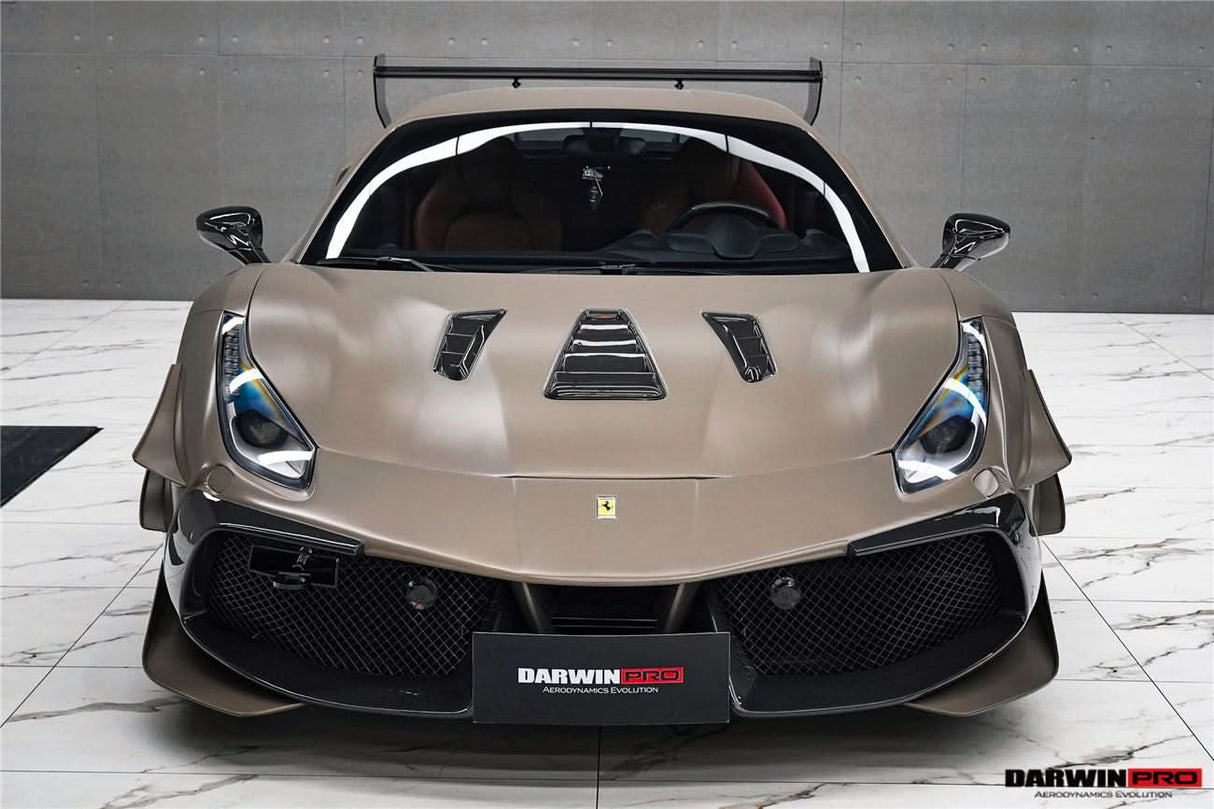 2015-2020 Ferrari 488 GTB | Spider Partial Carbon Fiber Front Bumper - DarwinPRO Challenge Evo Modena Design