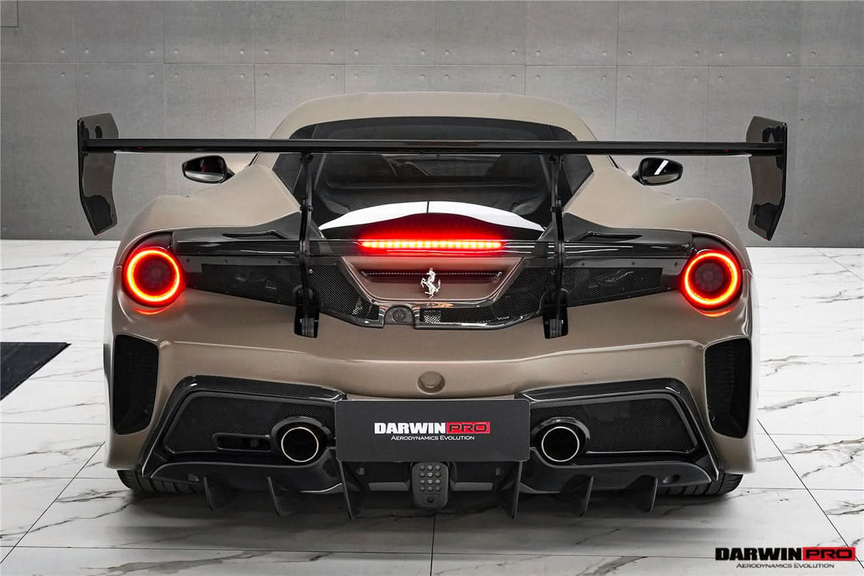 2015-2020 Ferrari 488 GTB Challenge Evo Modena Style Rear Bumper With Deck Lid Wing & Diffuser