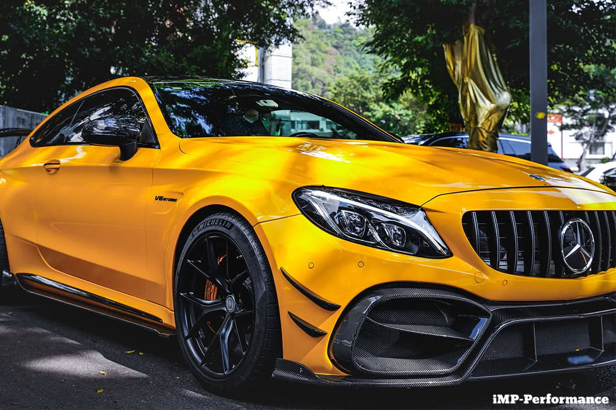 2015-2021 Mercedes Benz W205 C63 C63S AMG Coupe IMP Performance Partial Carbon Fiber Front Bumper With Grille & Canards