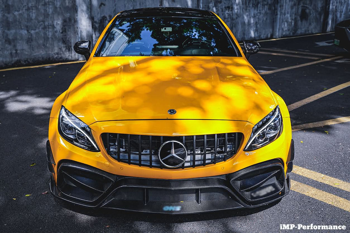2015-2021 Mercedes Benz W205 C63 C63S AMG Coupe IMP Performance Partial Carbon Fiber Front Bumper With Grille & Canards
