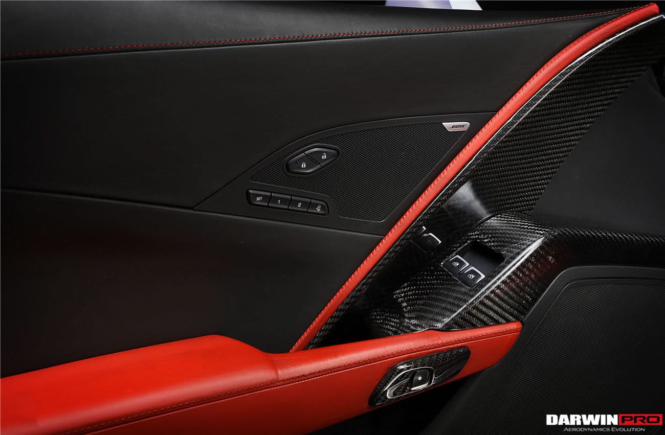 2013-2019 Corvette C7 Z06 Grandsport Dry Carbon Fiber Interior Door Handle Molding Cover Trims