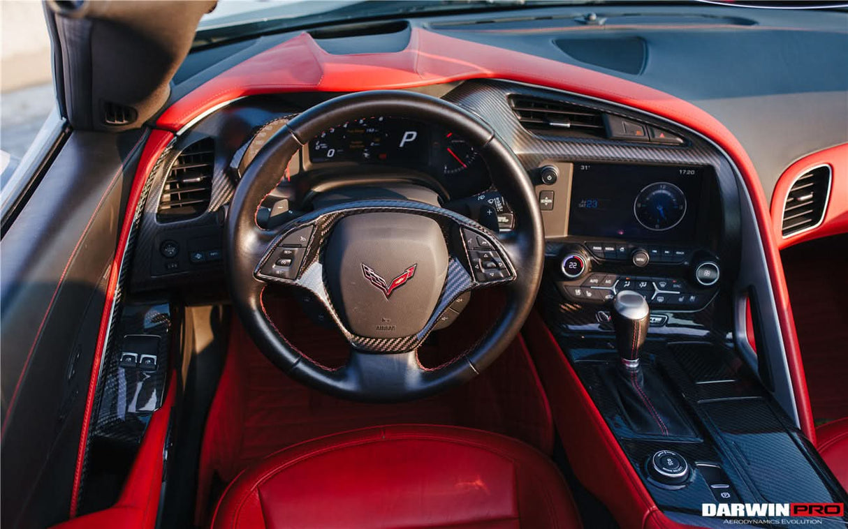 DarwinPRO 2013-2019 Corvette C7 Z06 Grandsport Dry Carbon Fiber Interior Automatic Manual Control Gear Shift Panel Cover Trim