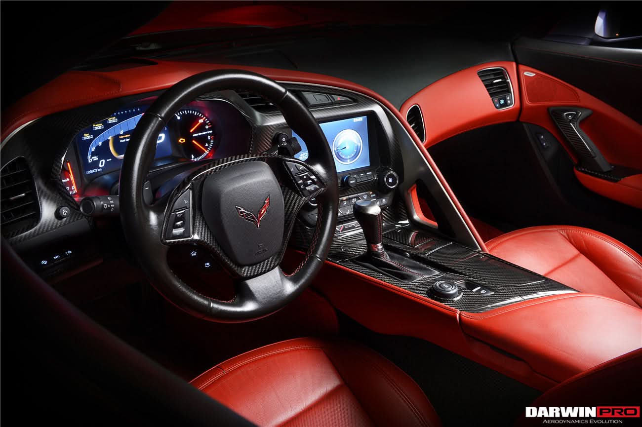 2013-2019 Corvette C7 Z06 Grandsport Dry Carbon Fiber Interior Outside Gears Panel Protective Cover Trim